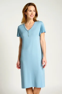 Camisón midi manga corta azul | MUYDEMI