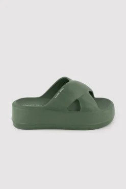 Chanclas de playa con plataforma antideslizantes ligeras verde botella