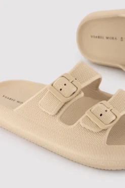 Chanclas hombre hebillas beige
