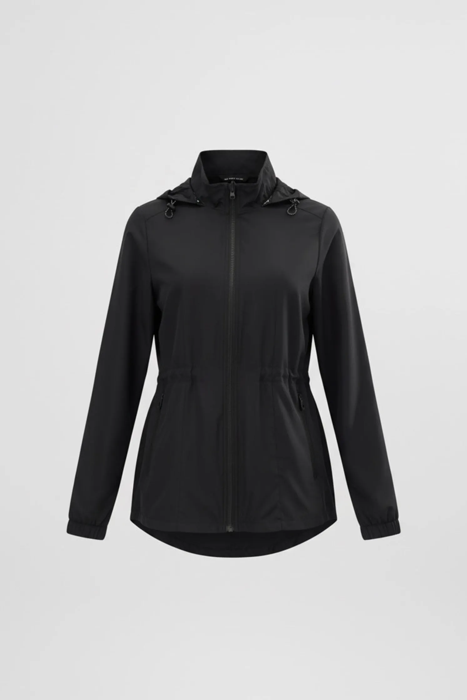 Chaqueta deportiva cortavientos con capucha y bolsillos negra