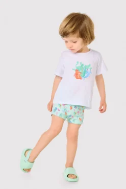 Conjunto bebé camiseta y bañador bóxer estampado fauna marina