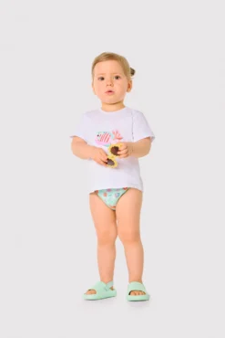 Conjunto bebé camiseta y braguita estampado fauna marina