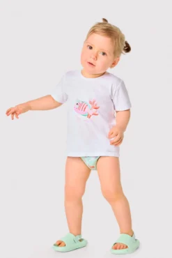 Conjunto bebé camiseta y braguita estampado fauna marina