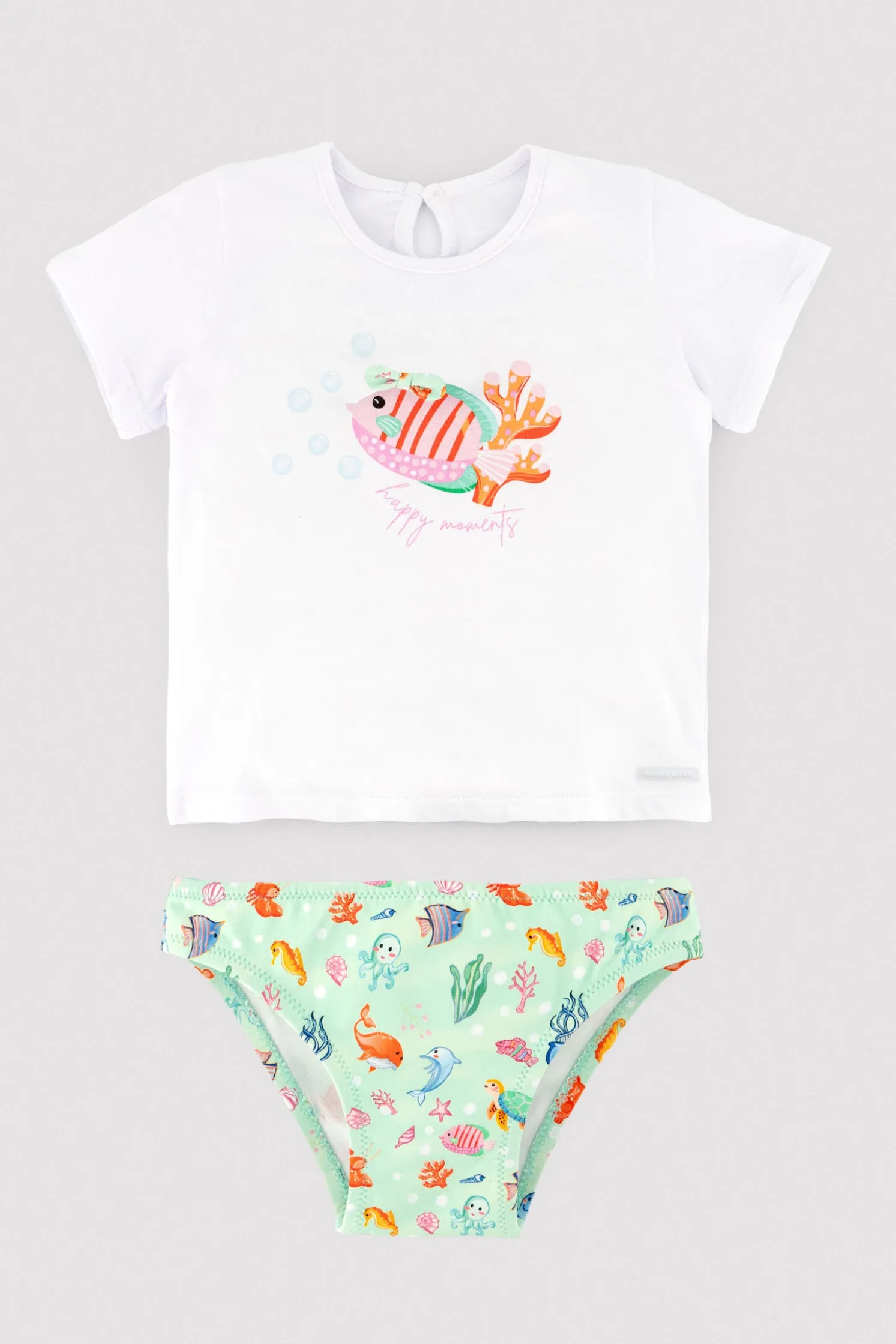 Conjunto bebé camiseta y braguita estampado fauna marina