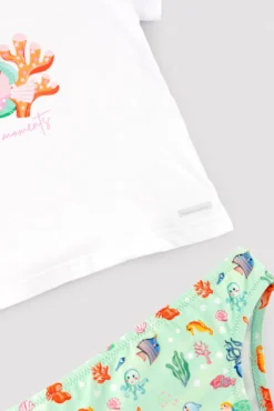 Conjunto bebé camiseta y braguita estampado fauna marina