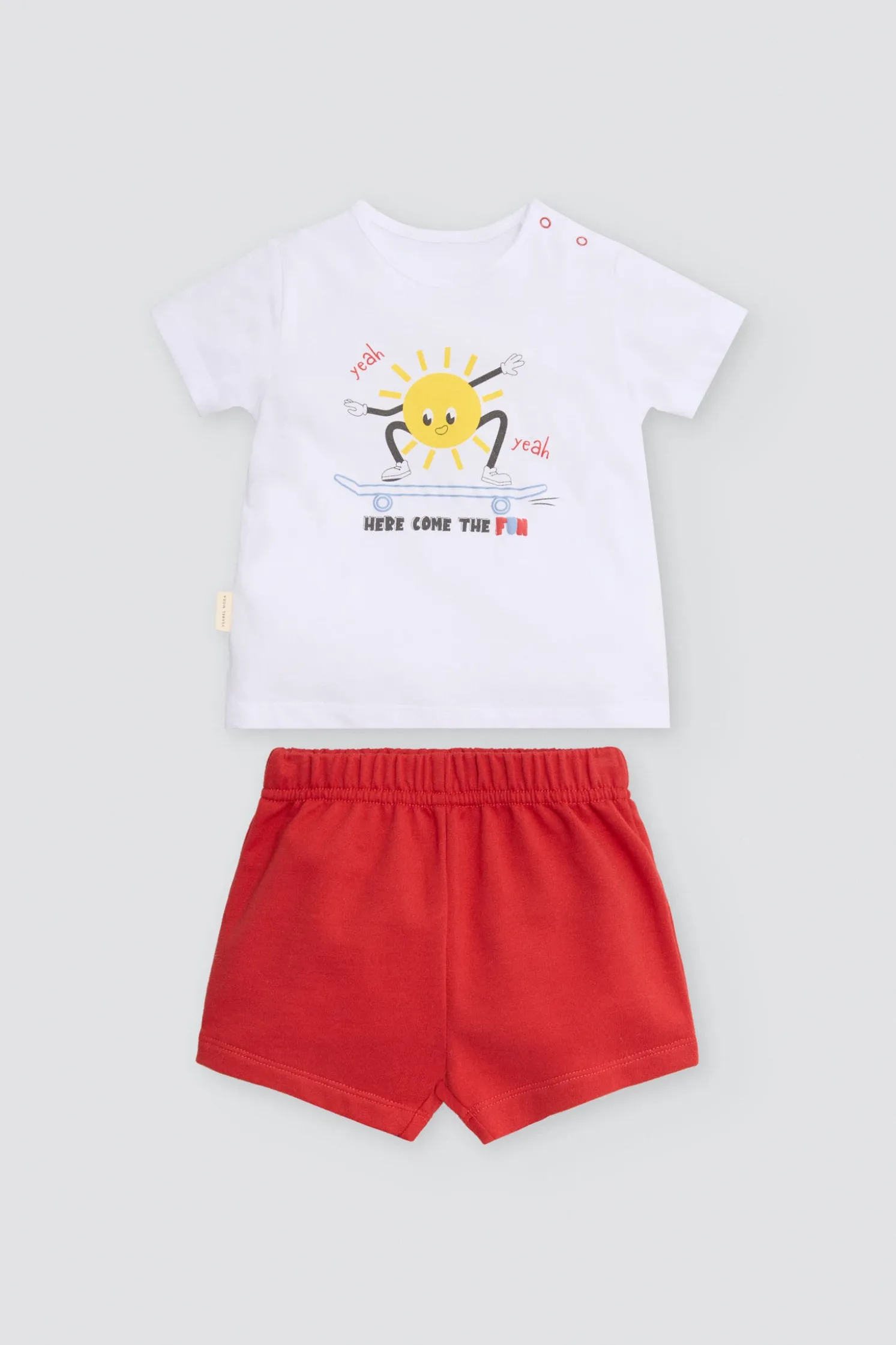 Conjunto bebé manga corta Here come the fun