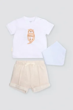 Conjunto bebé 3 piezas estampado nutria