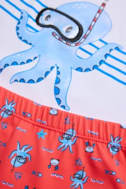 Conjunto camiseta y bañador bóxer bebé estampado pulpos