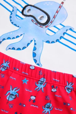 Conjunto camiseta y bañador bóxer bebé estampado pulpos