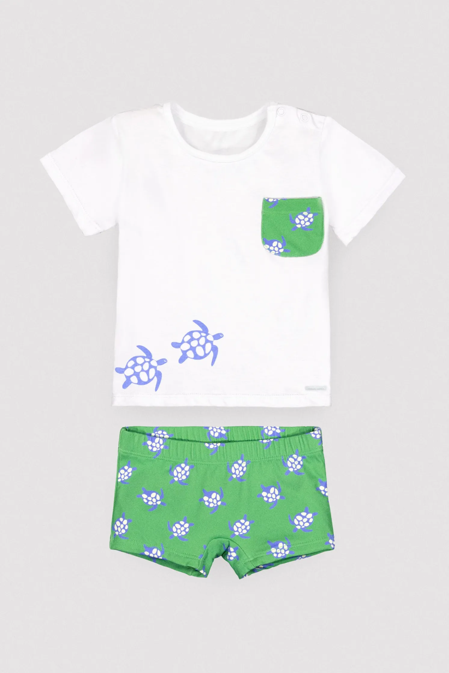 Conjunto camiseta y bañador bóxer bebé estampado tortugas