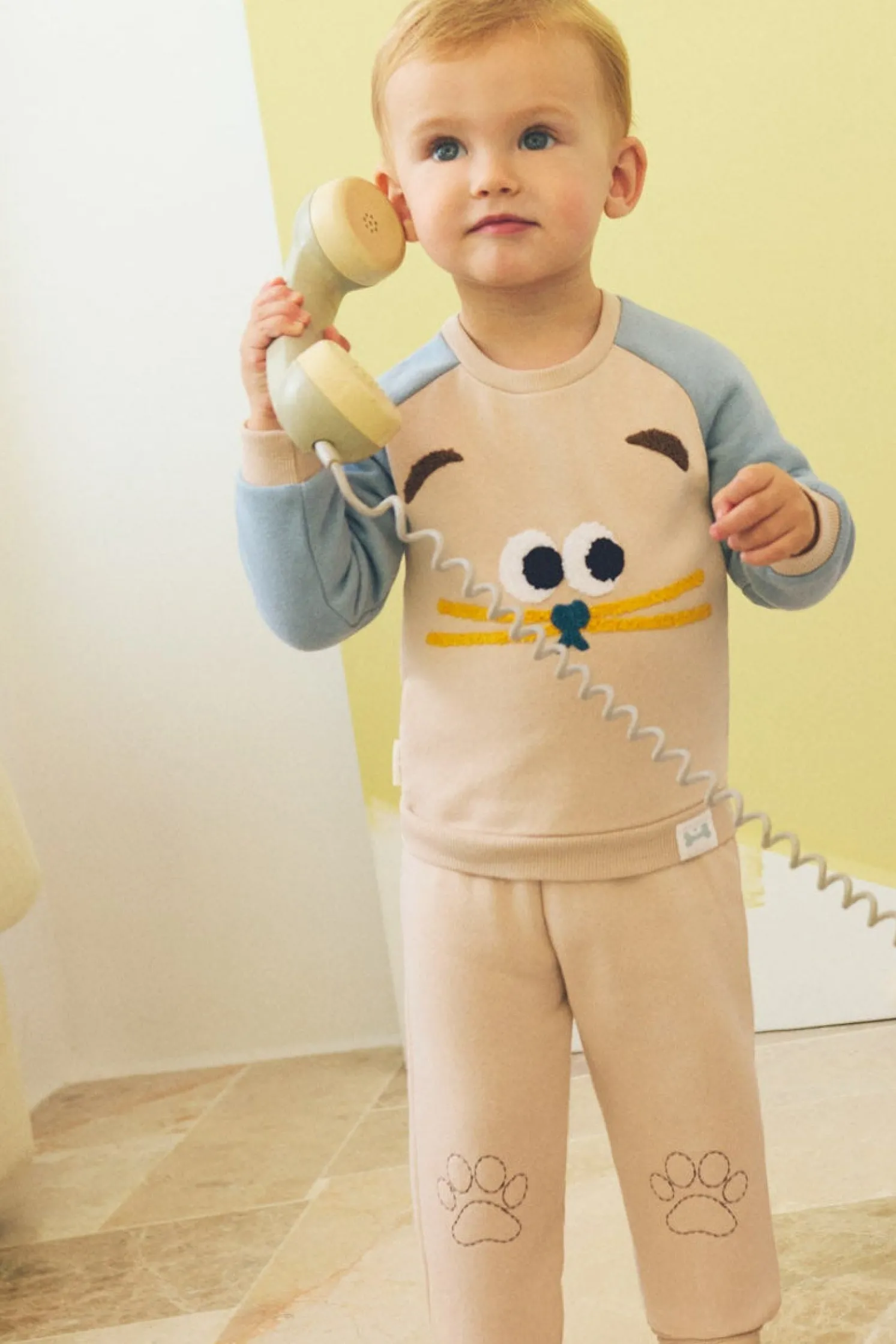 Conjunto chándal bebé estampado cara gato
