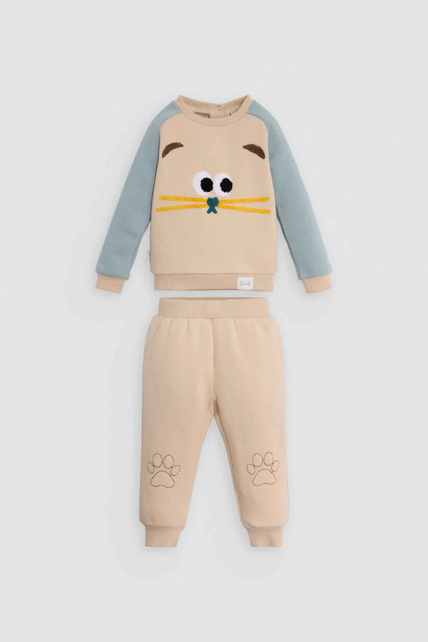 Conjunto chándal bebé estampado cara gato