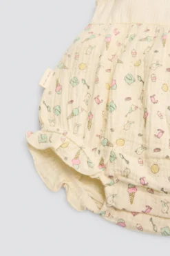 Conjunto ranita bebé sin mangas y gorrito estampado veraniego