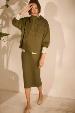 Falda midi fluida verde