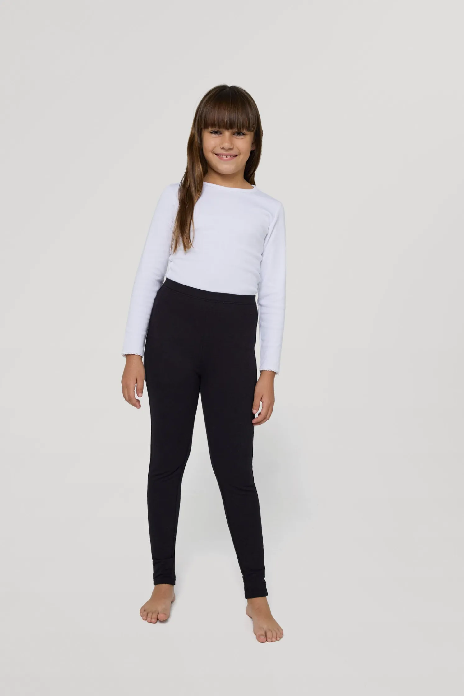 Leggings cálidos de niña algodón natural negro