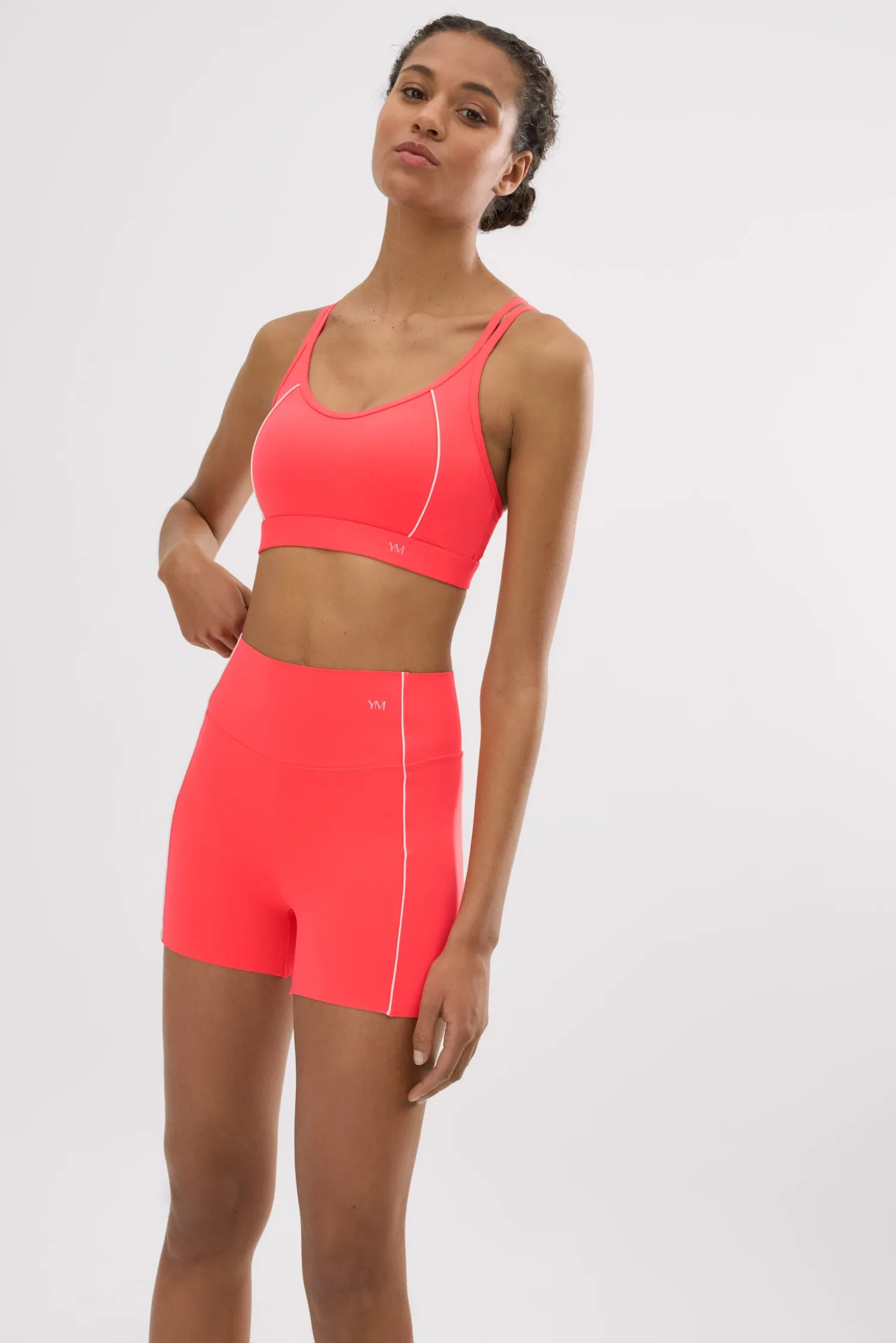 Leggings deportivos Compressive cortos efecto push-up coral