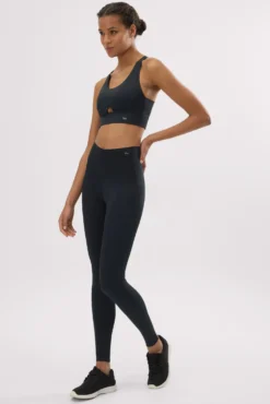Leggings deportivos compressive largos vientre plano negro