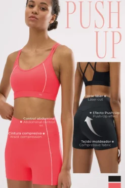 Leggings deportivos Compressive largos efecto push-up coral