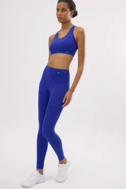Leggings deportivos de tiro alto tacto algodonero azul eléctrico