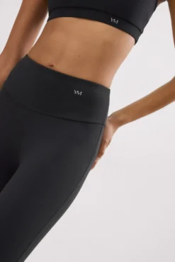 Leggings deportivos de tiro alto tacto algodonero negro