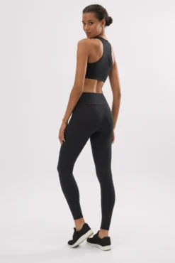 Leggings deportivos de tiro alto tacto algodonero negro
