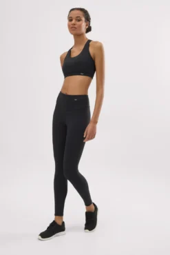 Leggings deportivos de tiro alto tacto algodonero negro