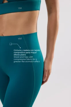 Leggings deportivos largos compressive vientre plano verde botella
