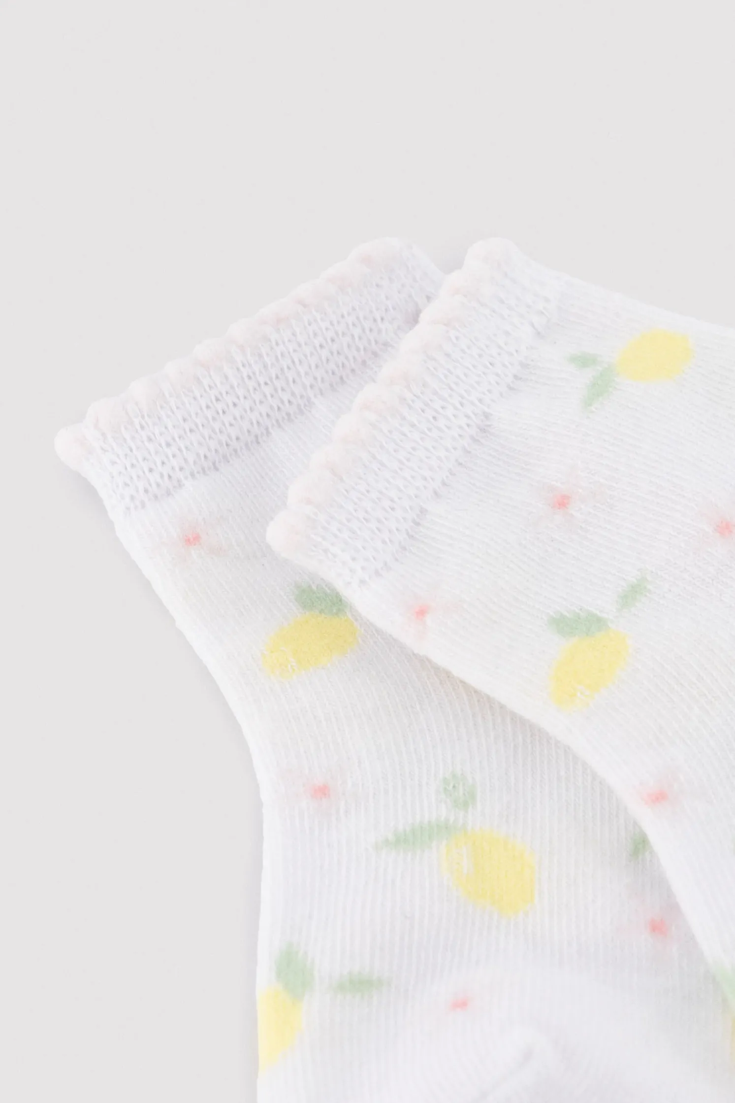 Pack 3 calcetines cortos bebé estampados limones y fresa