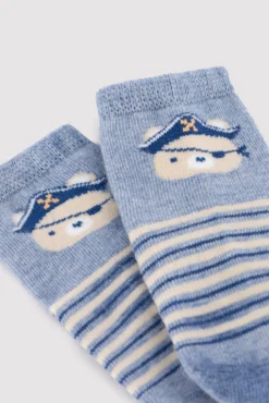 Pack 3 calcetines cortos bebé estampados oso pirata