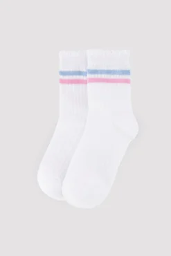 Pack 3 calcetines cortos infantiles detalle puño rizado y rayas contrastadas