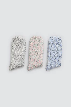 Pack 3 calcetines de pelo textura jaspeada