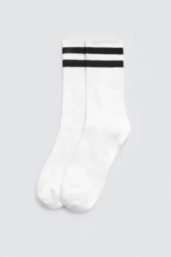 Pack 3 calcetines deportivos puño a rayas blanco