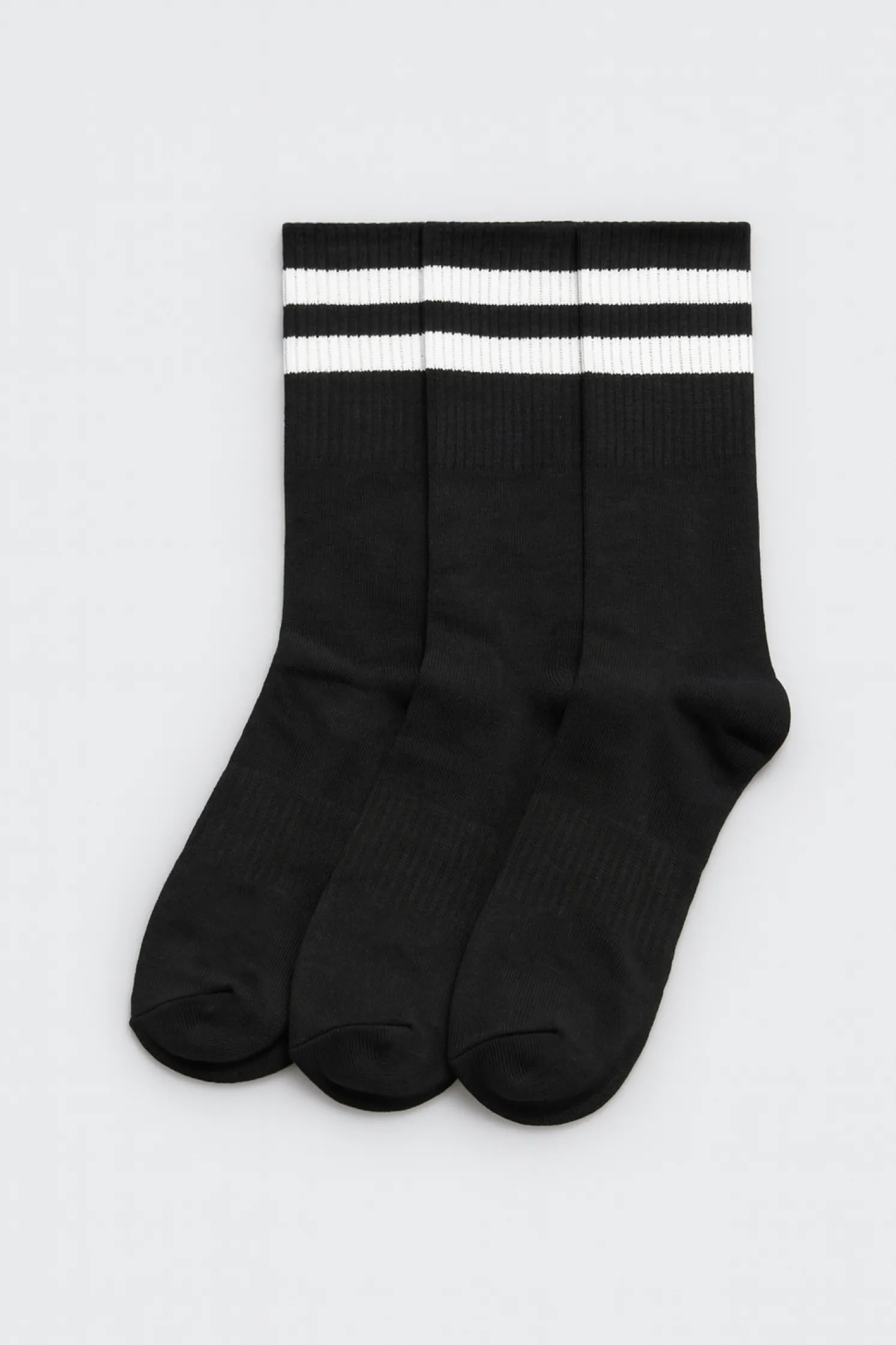 Pack 3 calcetines deportivos puño a rayas negro