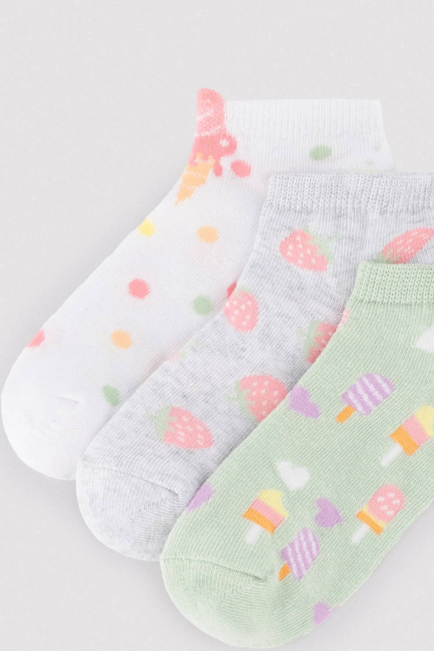 Pack 3 calcetines tobilleros infantiles estampado helados