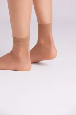 Pack 2 calcetines tobilleros puño antipresión 15 denier beige