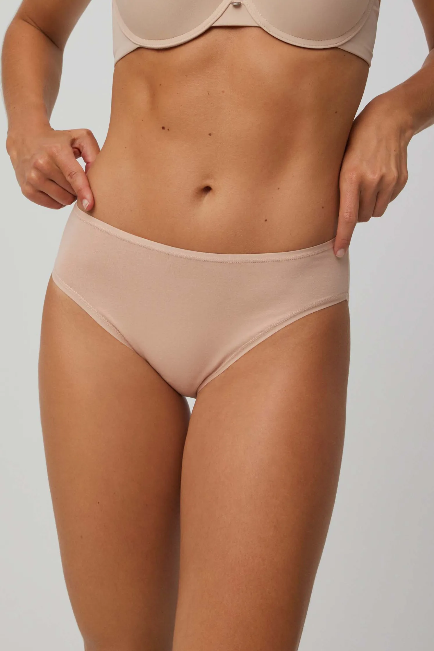 Pack de 2 bragas midi básicas algodón nude