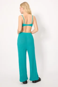 Pantalón largo calado turquesa
