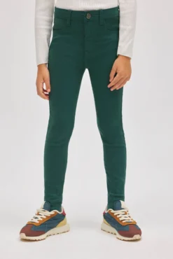 Pantalón niña vaquero pitillo verde botella