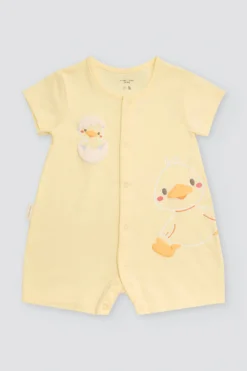 Pelele bebé manga corta estampado patos