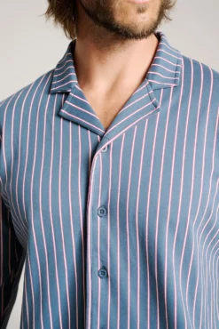 Pijama hombre camisero algodón estampado rayas | MUYDEMI