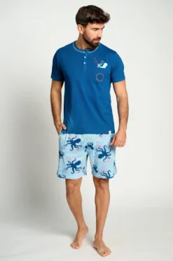 Pijama hombre corto algodón estampado pulpos | MUYDEMI