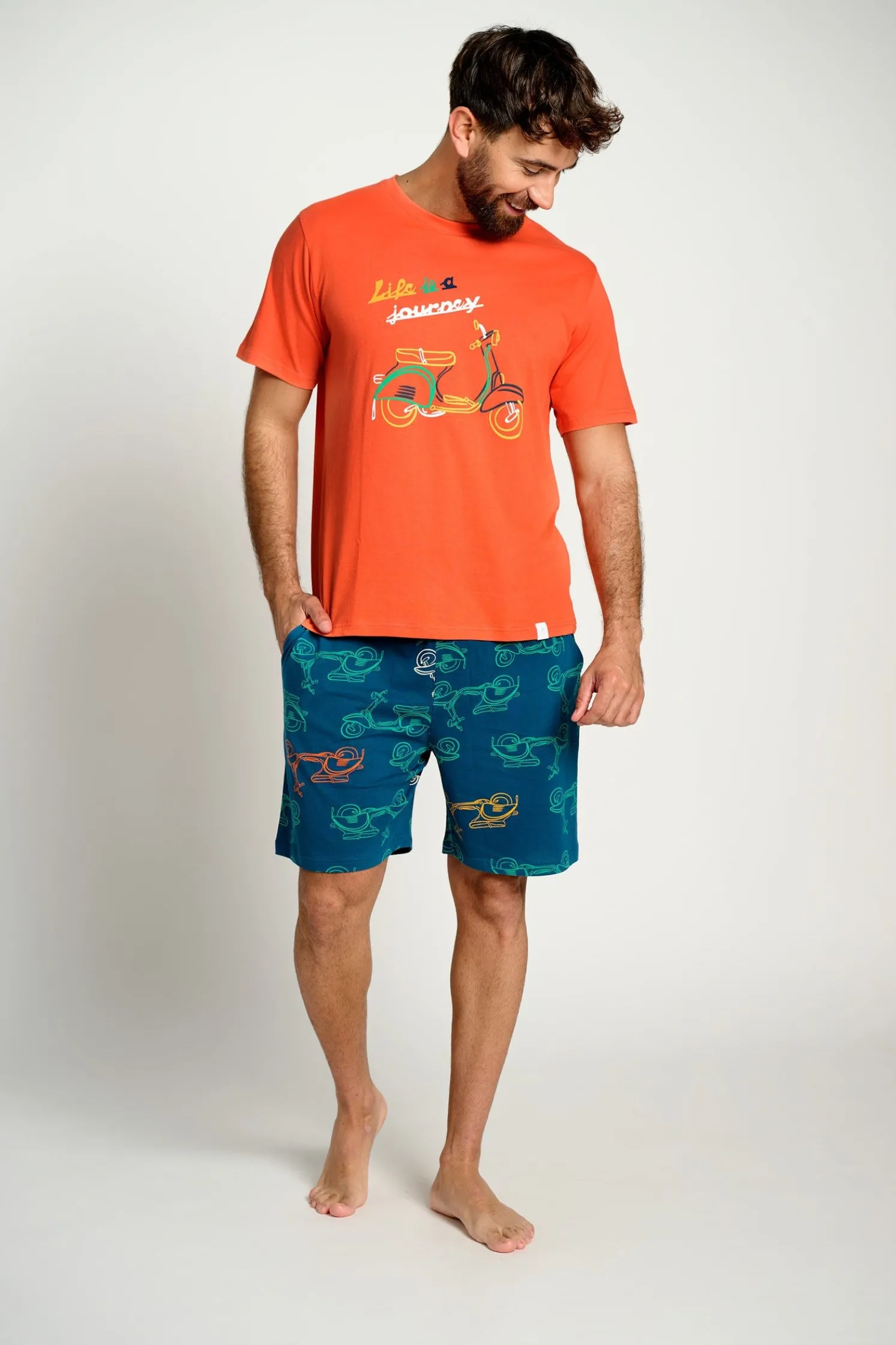 Pijama hombre corto algodón motos | MUYDEMI