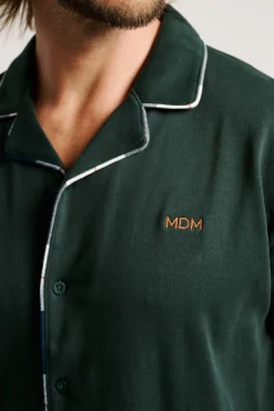 Pijama hombre largo camisero algodón verde | MUYDEMI