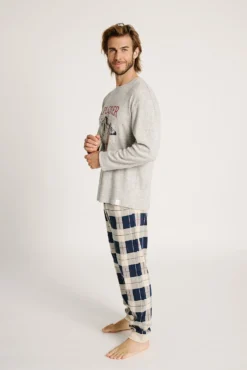 Pijama hombre largo pantalón cuadros Explorer | MUYDEMI