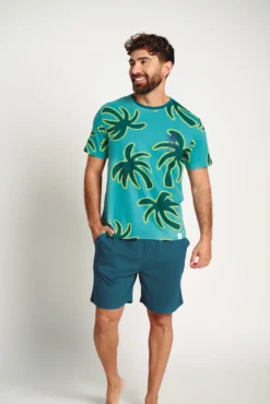 Pijama hombre manga corta algodón estampado palmeras | MUYDEMI