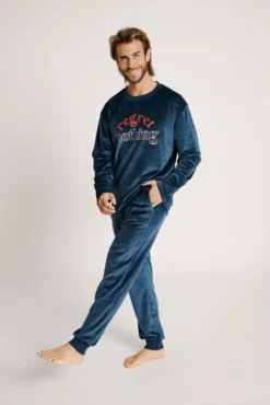 Pijama hombre terciopelo Regret nothing | MUYDEMI