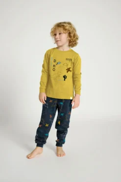 Pijama infantil 2-8 años estampado dinosaurios verde | MUYDEMI