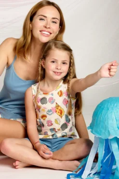 Pijama infantil corto algodón Seashell azul | MUYDEMI