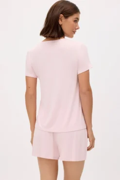 Pijama ligero camiseta manga corta y pantalón corto rosa