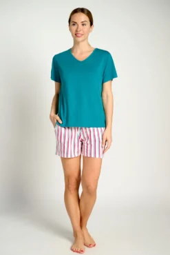 Pijama mujer corto algodón rayas | MUYDEMI